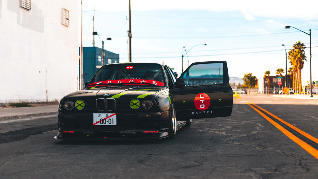 Black car black truck street free wallpaper - medium preview image