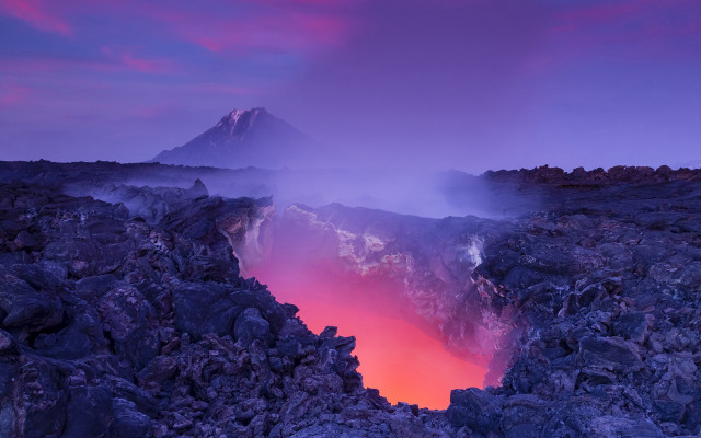 Lava pool mountain dusk pink free wallpaper - medium preview image