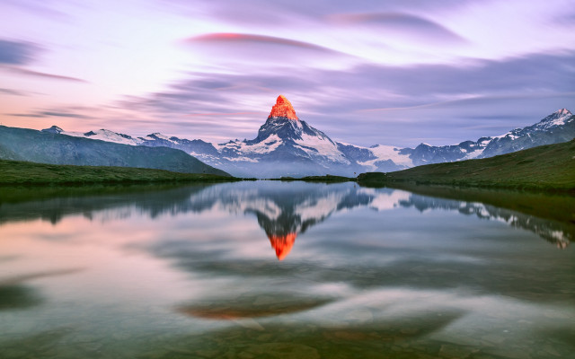 Mountain lake reflection sunset berndfasching free wallpaper - medium preview image
