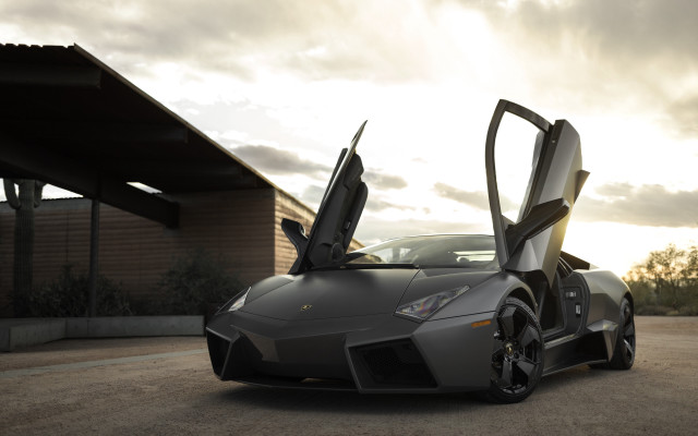 Grey sports car open doors free wallpaper - medium preview image