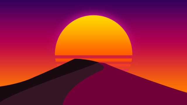 Sunset mountain bird hill orange free wallpaper - medium preview image