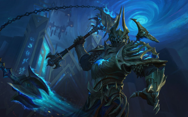 Demonic creature sword chain blue free wallpaper - medium preview image