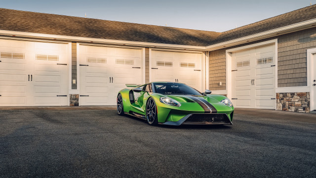 Green sports car garage door free wallpaper - medium preview image