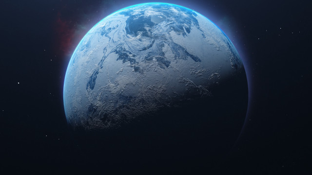 Blue planet sun stars aurora free wallpaper - medium preview image