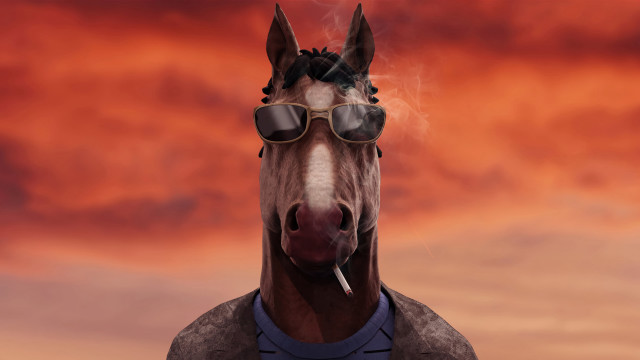 Horse sunglasses shirt cigarette red free wallpaper - medium preview image