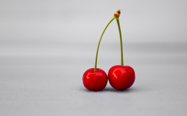 Cherries tiltshift red green stem free wallpaper - medium preview image