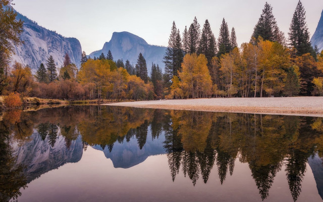 Mountain lake autumn leaves forest free wallpaper - medium preview image