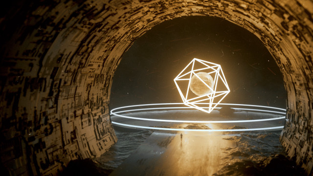 Light painting geometrical tunnel music free wallpaper - medium preview image
