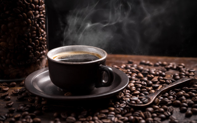 Coffee cup table spoon beans free wallpaper - medium preview image