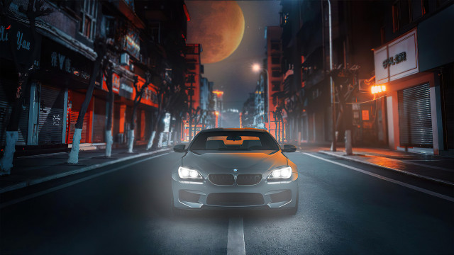 City night car headlight matte free wallpaper - medium preview image