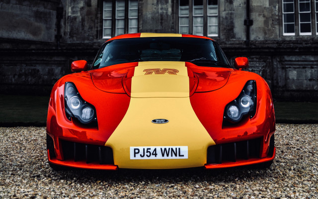 Red yellow sports car building free wallpaper - medium preview image