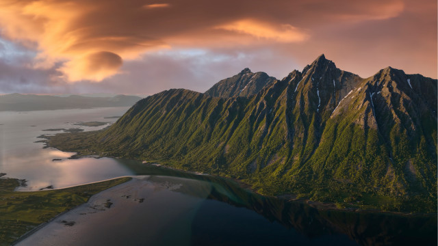 Mountain lake cloudy sky dusk free wallpaper - medium preview image