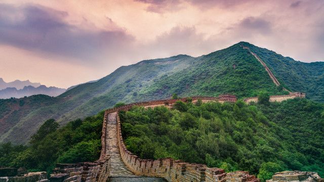 Stone wall mountain sunset bridge free wallpaper - medium preview image