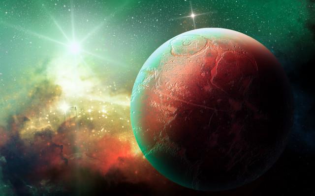 Red planet green space stars free wallpaper - medium preview image