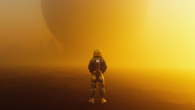 Space suit man yellow haze free wallpaper - medium preview image