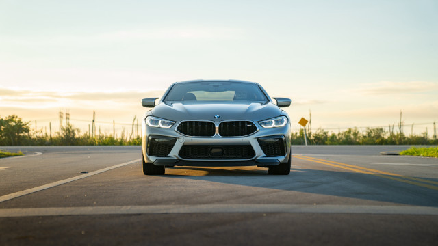 White bmw car road sky free wallpaper - medium preview image