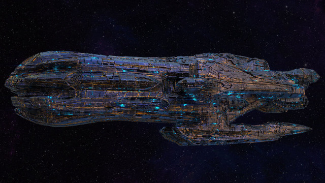 Futuristic spaceship starry background aurora free wallpaper - medium preview image