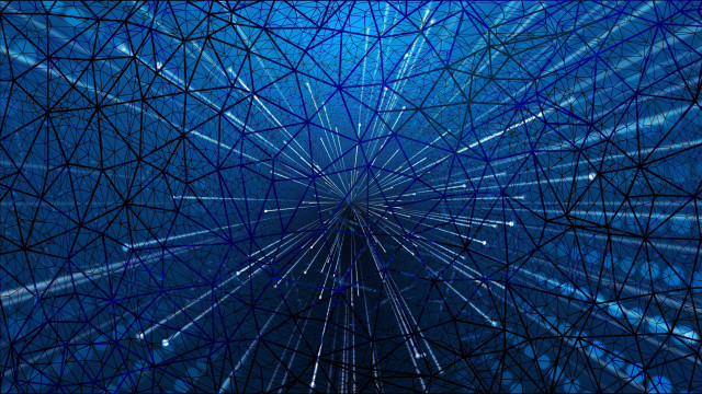 Blue wireframe tree night sky free wallpaper - medium preview image
