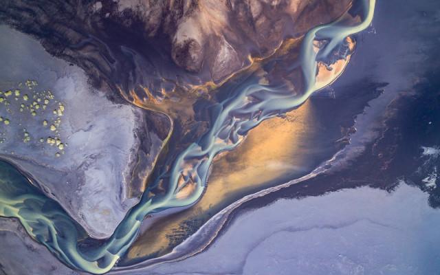 River valley mountain range abstract free wallpaper - medium preview image