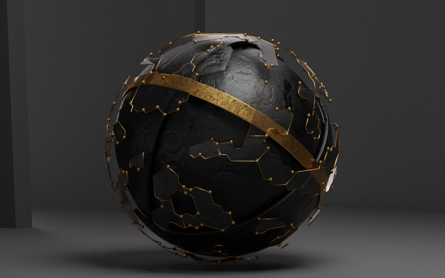 Black gold sphere ribbon vanitas free wallpaper - medium preview image