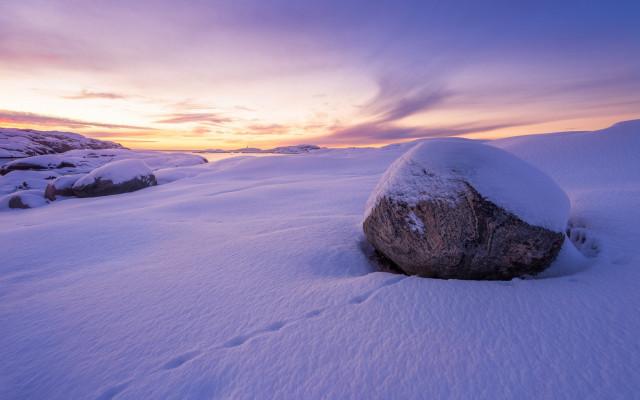 Rock snowyfield sunset clouds mountain free wallpaper - medium preview image
