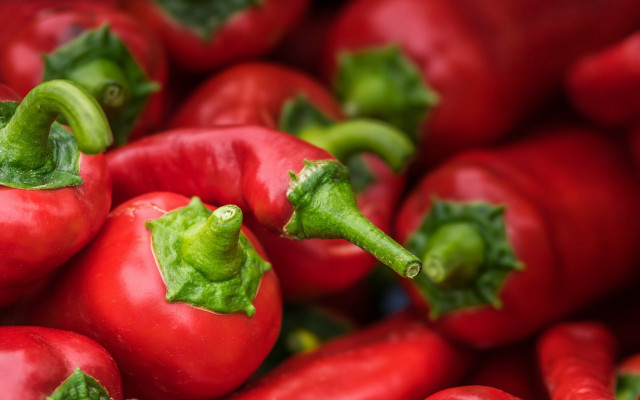 Red peppers green stems food free wallpaper - medium preview image