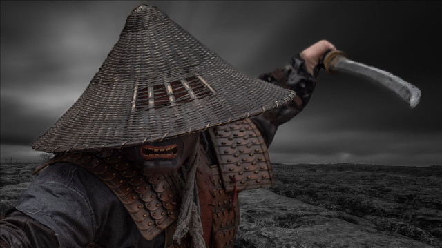 Straw hat man large knife free wallpaper - medium preview image