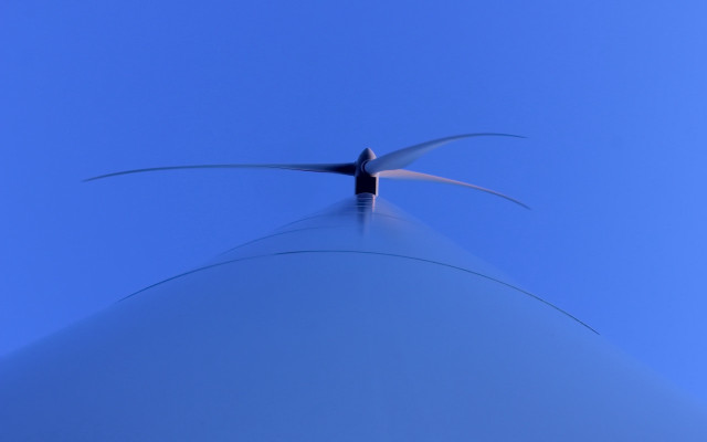 Wind turbine blue sky bird free wallpaper - medium preview image