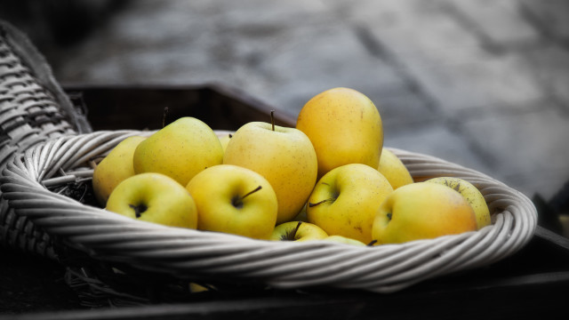 Basket apples table black background free wallpaper - medium preview image