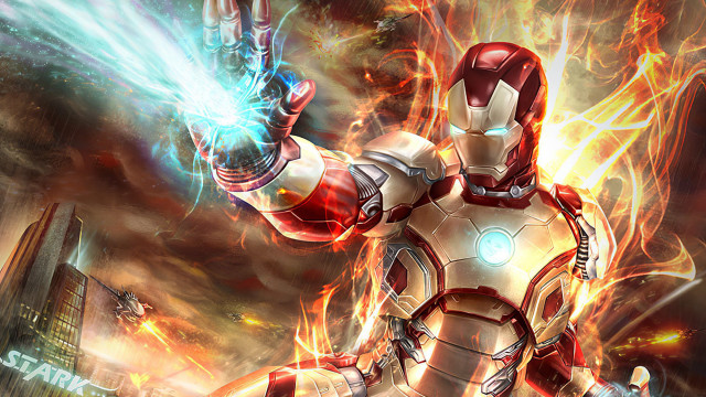 Man suit lightup hand city free wallpaper - medium preview image