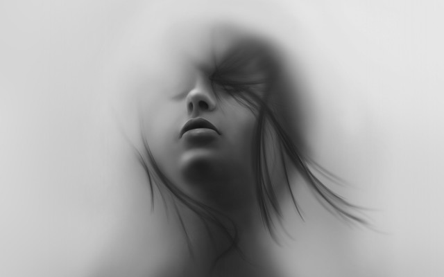 Woman blowing hair blackandwhite digital free wallpaper - medium preview image