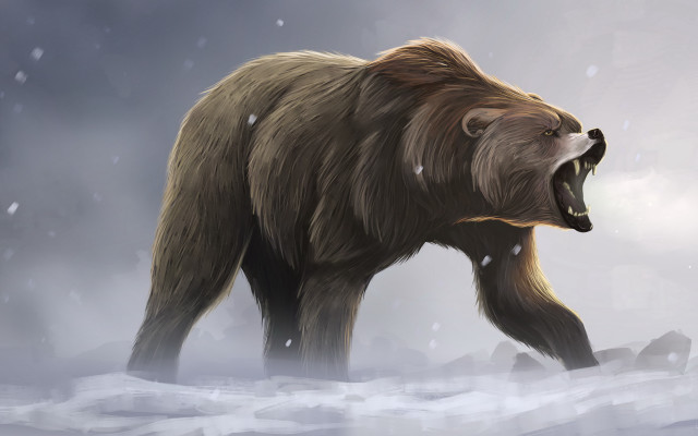 Bear snowstorm open mouth walking free wallpaper - medium preview image