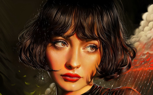 Woman red lipstick black dress #9 free wallpaper - medium preview image