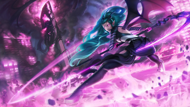 Woman sword dragon city purple free wallpaper - medium preview image