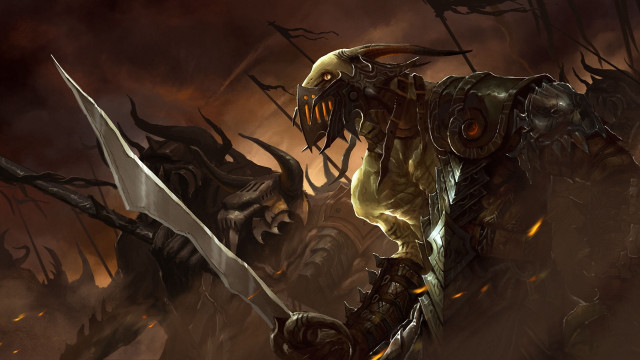 Demonic creature holding sword demon free wallpaper - medium preview image