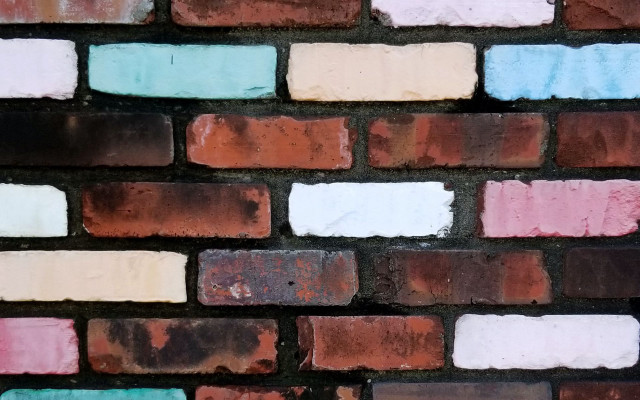 Brick wall multicolored pattern white free wallpaper - medium preview image