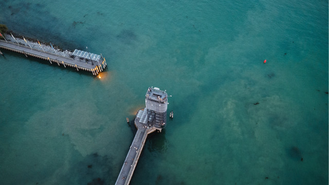 Pier boat light ecological art free wallpaper - medium preview image