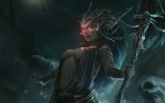 Horned man staff dark fog free wallpaper - medium preview image