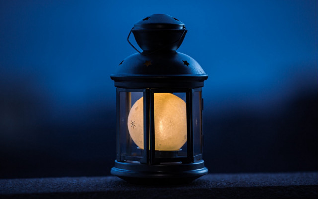 Lantern glow blue sky moon free wallpaper - medium preview image