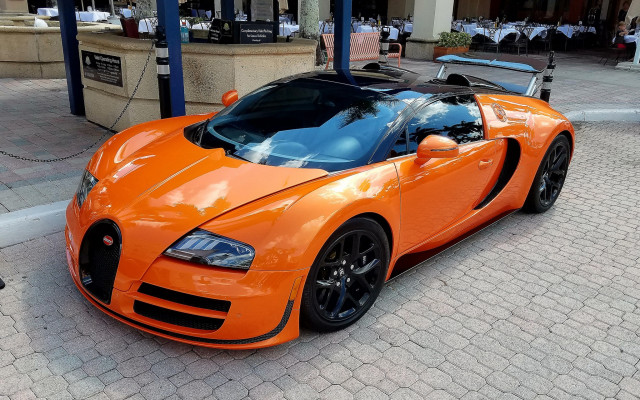Bright orange sports car street #2 free wallpaper - medium preview image