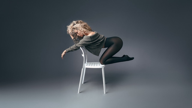 Woman sitting crossed legs portrait #6 free wallpaper - medium preview image