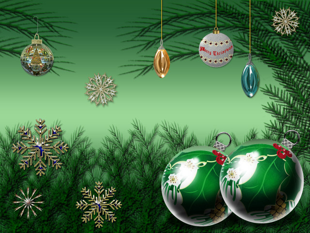 Green christmas ornaments bamboo forest free wallpaper - medium preview image