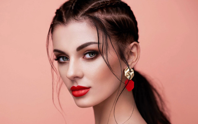 Red lipstick braid flower artdeco free wallpaper - medium preview image