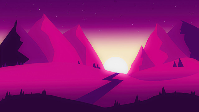 Mountain road night sky stars free wallpaper - medium preview image