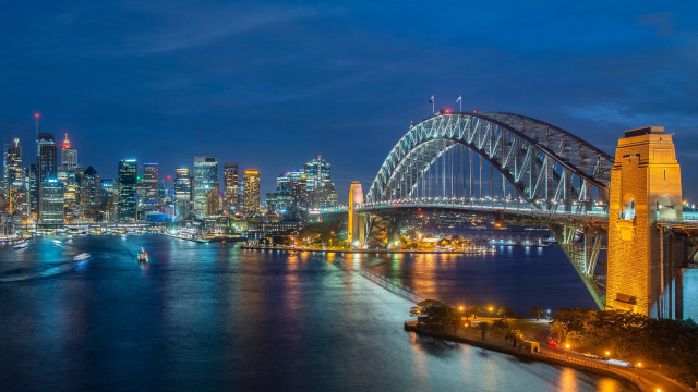 City skyline bridge river night #26 free wallpaper - medium preview image