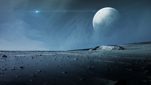 Distant sky planet moon ocean free wallpaper - medium preview image