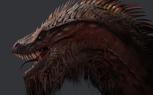 Dragon head spikes photorealism monster free wallpaper - medium preview image