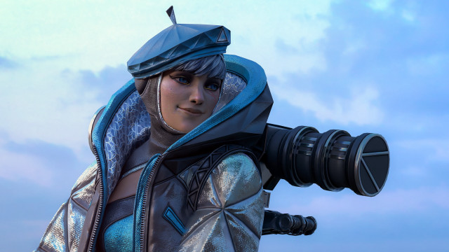 Futuristic woman camera lens sky free wallpaper - medium preview image