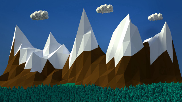 Mountain landscape clouds trees blue free wallpaper - medium preview image