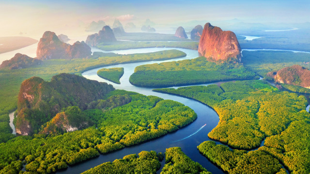 Lush green forest river mountains #2 free wallpaper - medium preview image